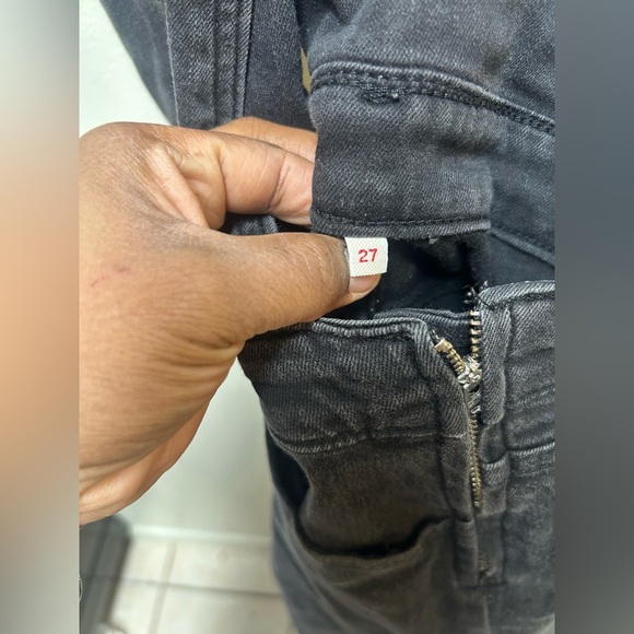 Levi’s black denim overalls zip front retro women’s size 27 - Picture 3 of 8